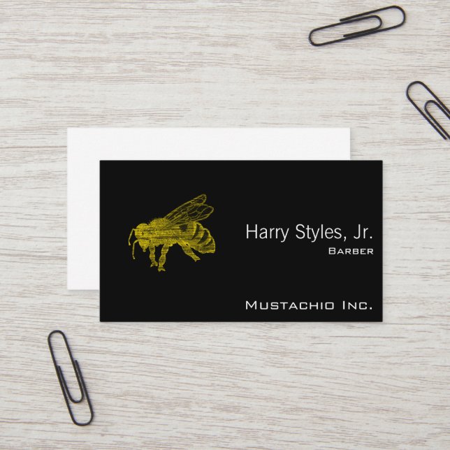 Letterpress Bee Business Card (Front/Back In Situ)