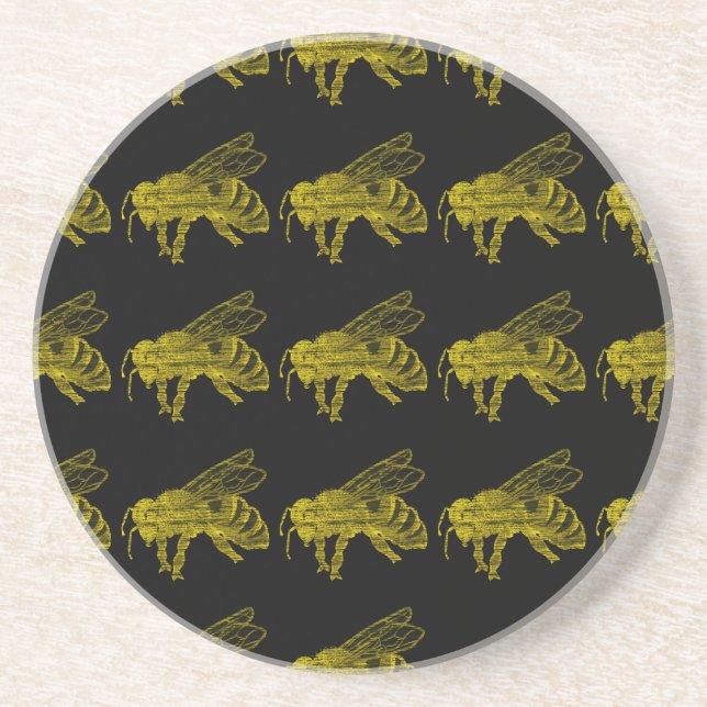 Letterpress Bee Coaster (Front)