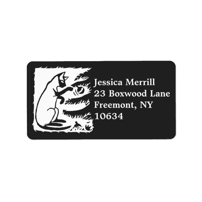 Letterpress cat Christmas tree return address Label (Front)