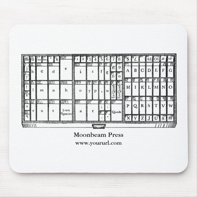 Letterpress mouse pad with type case illustration (Front)