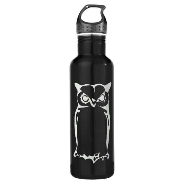 Letterpress Owl (Snow) 710 Ml Water Bottle (Front)