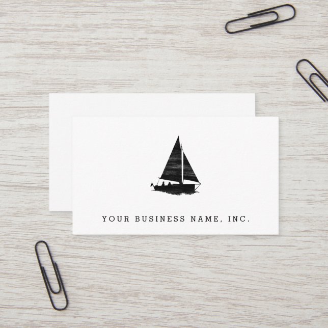 Letterpress Style Sailboat Business Card (Front/Back In Situ)
