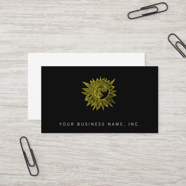 Letterpress Style Sun Business Card (Front/Back In Situ)