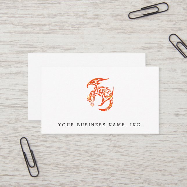Letterpress Tribal Style Dragon Business Card (Front/Back In Situ)