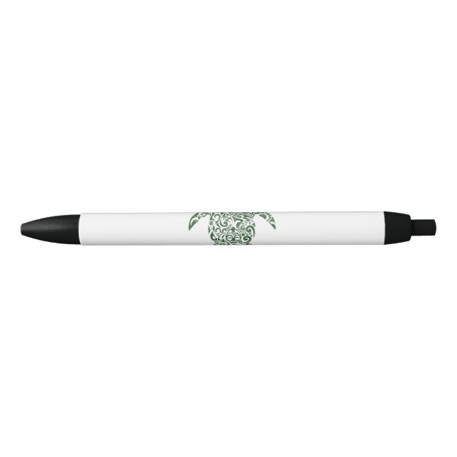 Letterpress Tribal Style Turtle Black Ink Pen (Front)