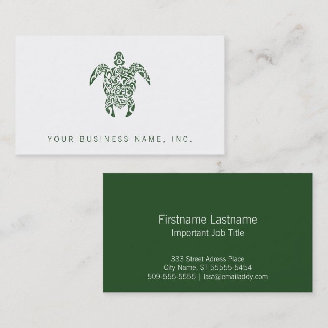 Letterpress Tribal Style Turtle Business Card (Front/Back)