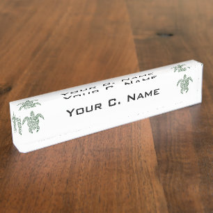 Letterpress Tribal Style Turtle Nameplate