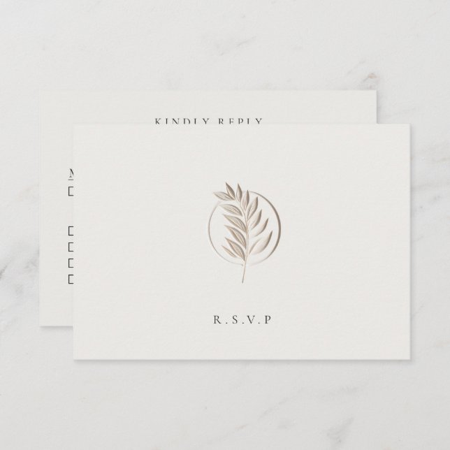 Letterpress twig ivory wedding meal choices RSVP (Front/Back)