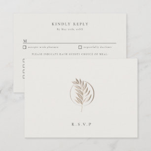Letterpress twig ivory wedding meal choices RSVP Card
