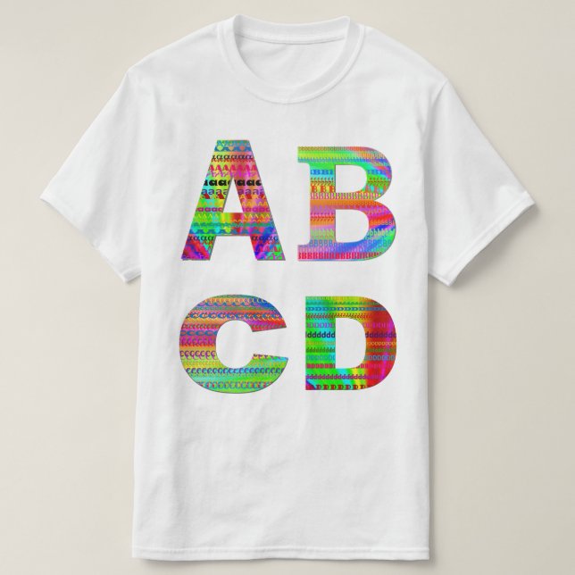 Letters ABCD Rainbow Design T-Shirt (Design Front)