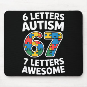 Letters Autism Awesome 67 Awareness Illustration Mouse Pad