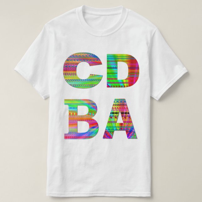 Letters CDBA Rainbow Design T-Shirt (Design Front)