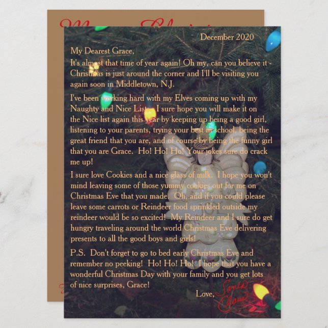 Letters from Santa Angel Lights Holiday Card (Front/Back)