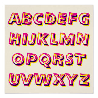 Letters of the Alphabet Retro Cool Literacy Poster