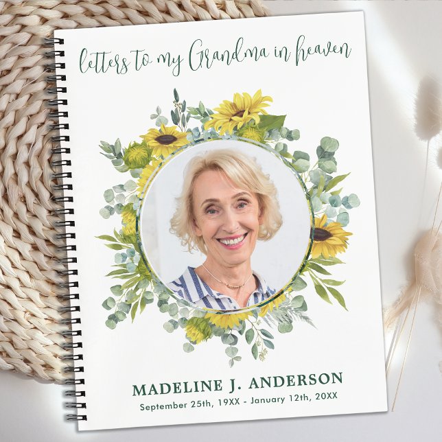 Letters To Heaven Custom Photo Mum Grandma Grief Notebook (Creator Uploaded)