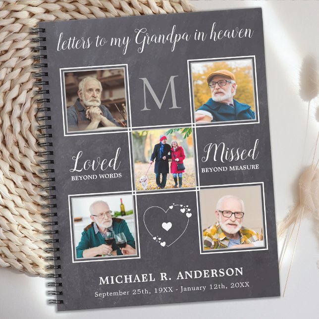 Letters To Heaven Dad Grandpa Custom 5 Photo Grief Notebook (Creator Uploaded)