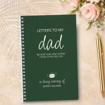 Letters to My Dad Grief Journal in Forest Green