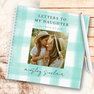 Letters to My Daughter Keepsake Teal Gingham Photo Notebook