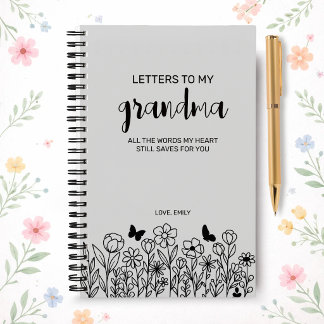 Letters to My Grandma Grief Journal in Light Grey