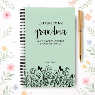 Letters to My Grandma Grief Journal in Mint Green
