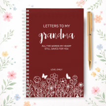 Letters to My Grandma Grief Journal in Wine Red