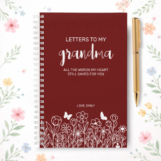 Letters to My Grandma Grief Journal in Wine Red