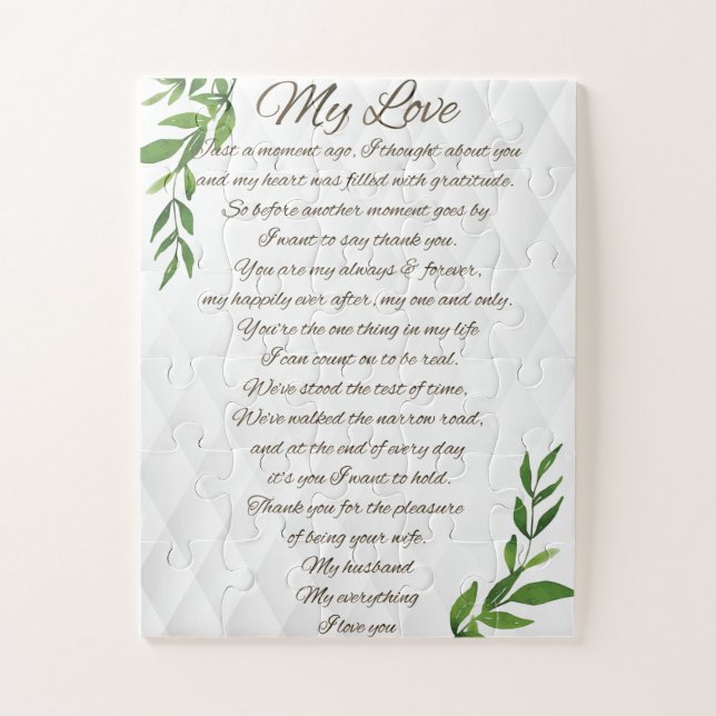 Letters to my Husband Jigsaw Puzzle (Vertical)