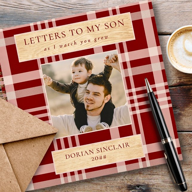 Letters to my Son Buffalo Plaid Faux Wood Photo Notebook (Creator Uploaded)