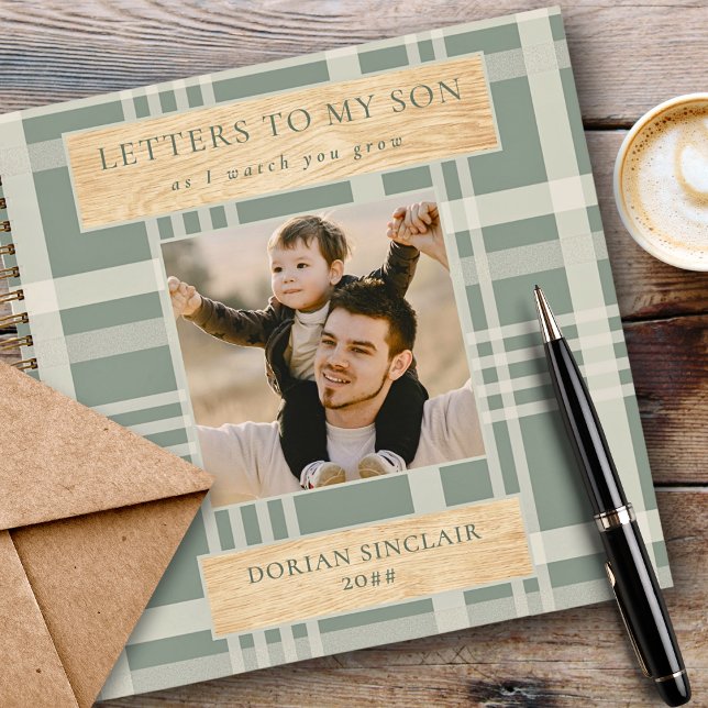 Letters to my Son Buffalo Plaid Faux Wood Photo Notebook (Creator Uploaded)