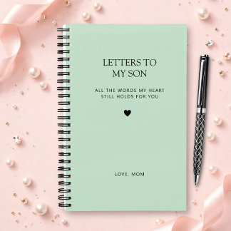 Letters to My Son Grief Journal in Mint Green