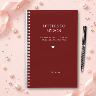 Letters to My Son Grief Journal in Wine Red