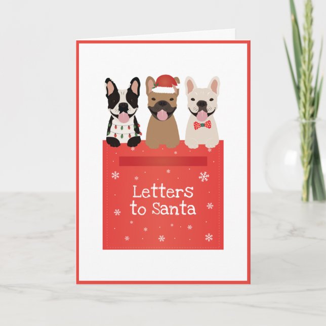 Letters To Santa French Bulldogs Holiday Card (Front)
