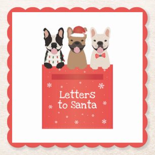Letters To Santa French Bulldogs Paper Coaster