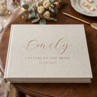 Letters To The Bride Beige Linen Personalised Guest Book