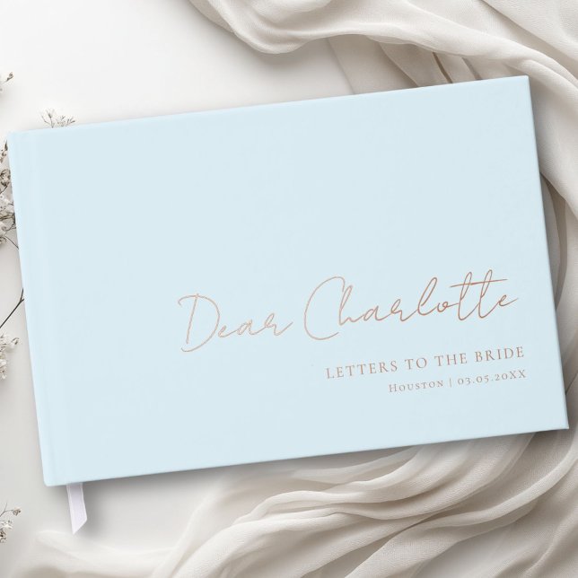 Letters to the Bride! Minimal, Handwriting Font Guest Book (Letters to the Bride! Minimal, Handwriting Font Foil Guest Book with your name, date & text.)