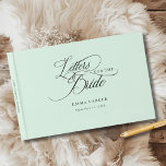 Letters to the Bride, Modern, Elegant, Mint-Green Guest Book<br><div class="desc">Letters to the Bride" Elegant Bridal Shower Keepsake Product Description: Create a timeless keepsake for the bride-to-be with this elegant "Letters to the Bride" guest book. Perfect for bridal showers, this customisable book invites guests to share their heartfelt wishes, advice, and special memories. Featuring a sleek, minimalist design with a...</div>