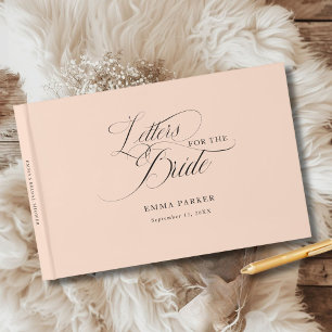 Letters to the Bride, Modern, Elegant, Peach Guest Book