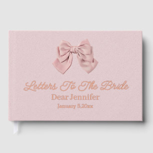 letters to the bride,pink bow keepsake rose gold guest book