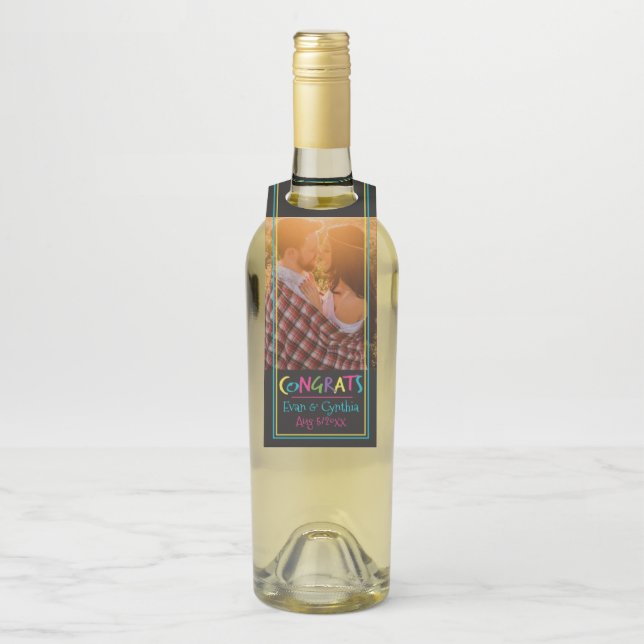 Letters With Heart Congrats Occasion Bottle Tag (On Bottle)