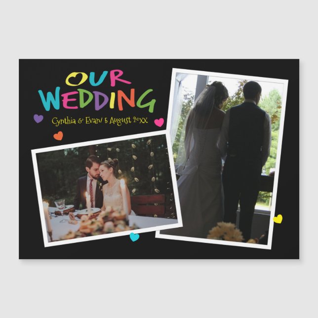 Letters with Heart Wedding Memories Magnetic Card  (Front)