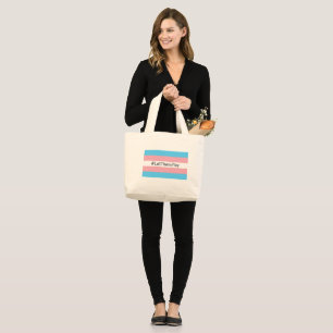 #LetThemPlay Transgender Athletes Trans Flag Large Tote Bag
