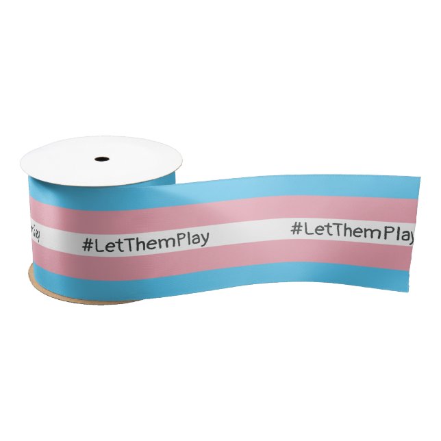 #LetThemPlay Transgender Athletes Trans Flag Satin Ribbon (Spool)