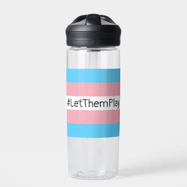 #LetThemPlay Transgender Athletes Trans Flag Water Bottle (Front)