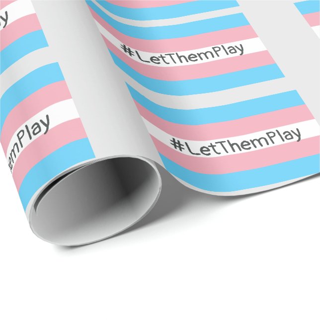 #LetThemPlay Transgender Athletes Trans Flag Wrapping Paper (Roll Corner)