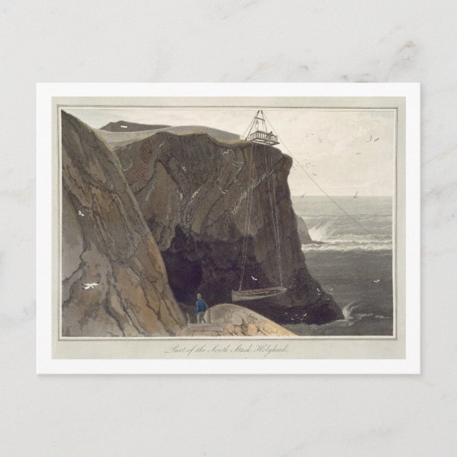 Letting down a boat from the platform at Holyhead, Postcard (Front)