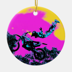 Letting Go - Freestyle Motocross Stunt Ceramic Ornament