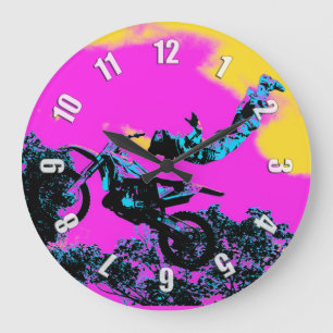 Letting Go - Freestyle Motocross Stunt Large Clock