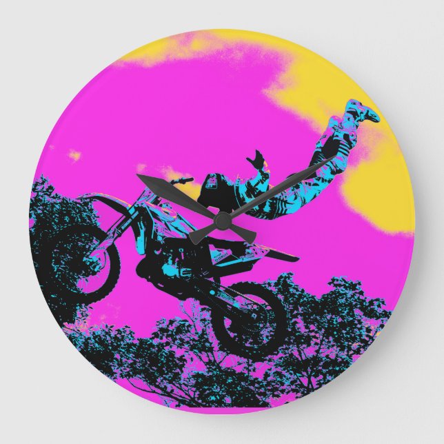 Letting Go - Freestyle Motocross Stunt Large Clock (Front)