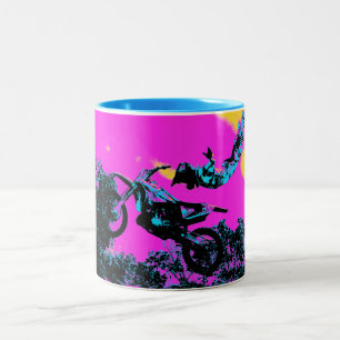 Letting Go - Freestyle Motocross Stunt Two-Tone Coffee Mug