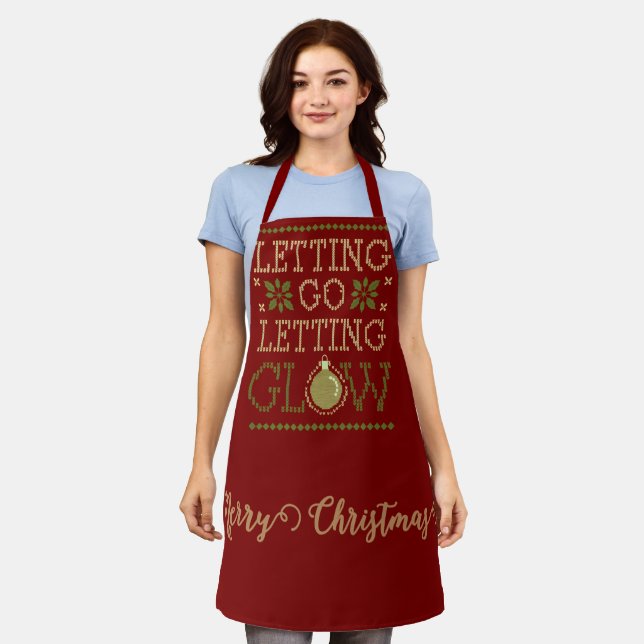 "Letting Go, Letting Glow" Personalised Holiday Apron (Worn)